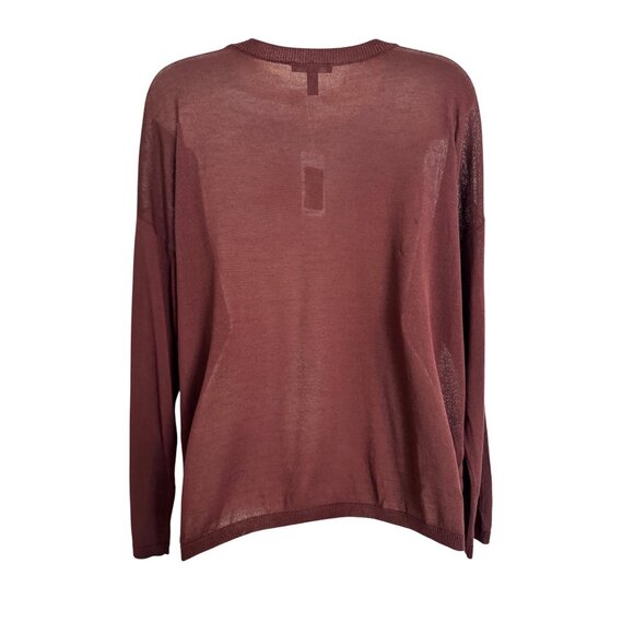 Eileen Fisher Tencel Knit Boxy Size Large Long Sleeve Crewneck Top NWT Light Wei - Picture 7 of 9